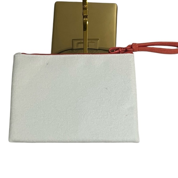 CHRISTIAN DIOR Novelty Cosmetic Makeup Pouch Wristlet White Terry Cloth NIB - Picture 7 of 8